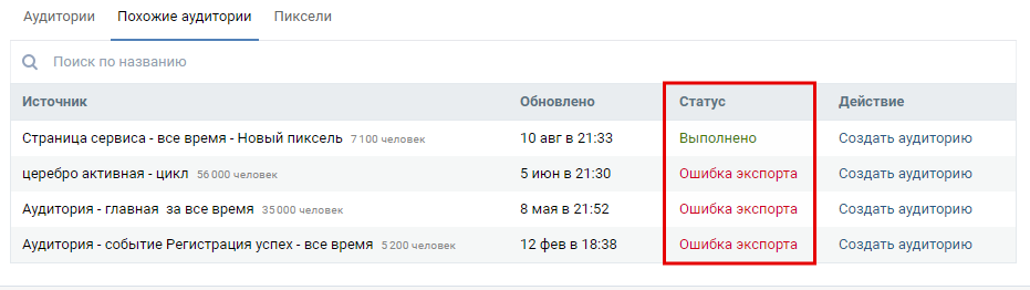 похожие аудитории вк